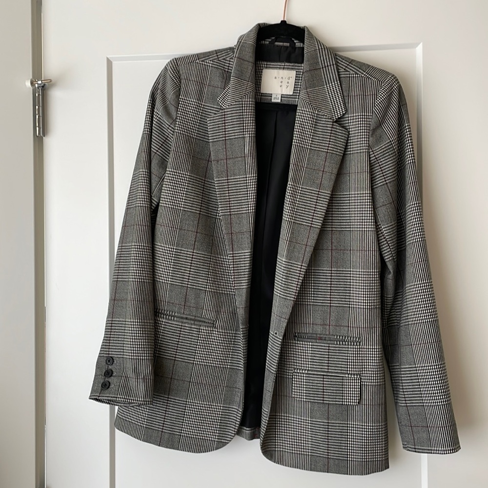 Gray plaid blazer